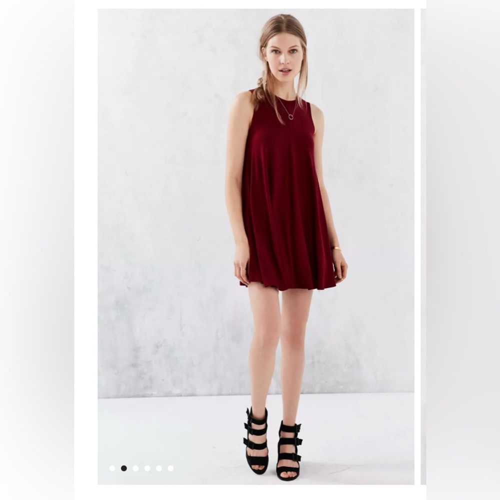 Silence + Noise Swingy Tank Dress Deep Red Burgundy Semi Sheer Flowy Mini Dress - Picture 14 of 15